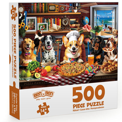 BenBen Jigsaw Puzzles 500 Pieces for Adults Ages 12+, Dogs' Dinner Party, 20.5 x 15 in
