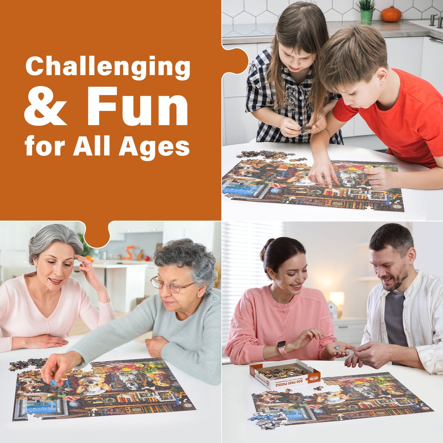 BenBen Jigsaw Puzzles 500 Pieces for Adults Ages 12+, Dogs' Dinner Party, 20.5 x 15 in