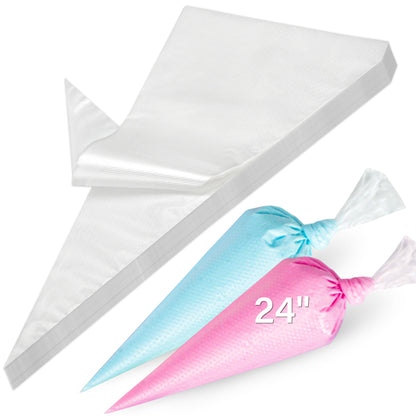 LotFancy Piping Bags, 100Pcs 24" Extra Large Pastry Bags, Icing Bags, Cake Disposable Decorating Bag