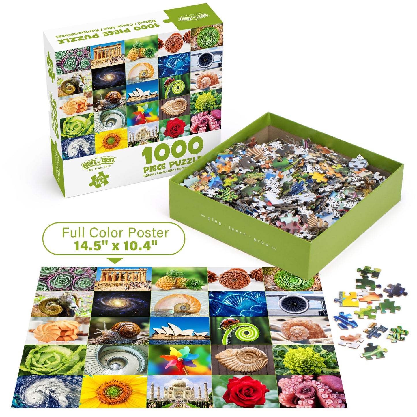 BenBen Jigsaw Puzzles 1000 Pieces for Adults Ages 12+, Spiral Design, 26.63 x 19.25 in