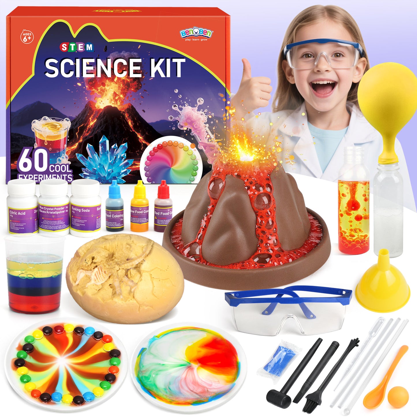BenBen Science Kit for Kids Ages 8-12, 60 Lab Experiment, STEM Toy Educational Gift for Boys Girls