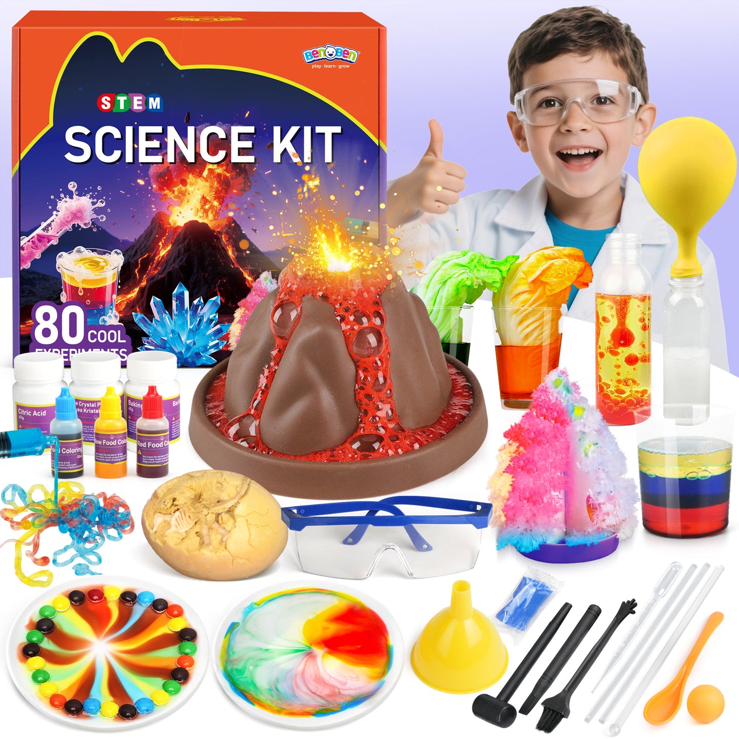 BenBen Science Kit for Kids Ages 8-12, 80 Lab Experiment STEM Toy Birthday Gift for Boys Girls