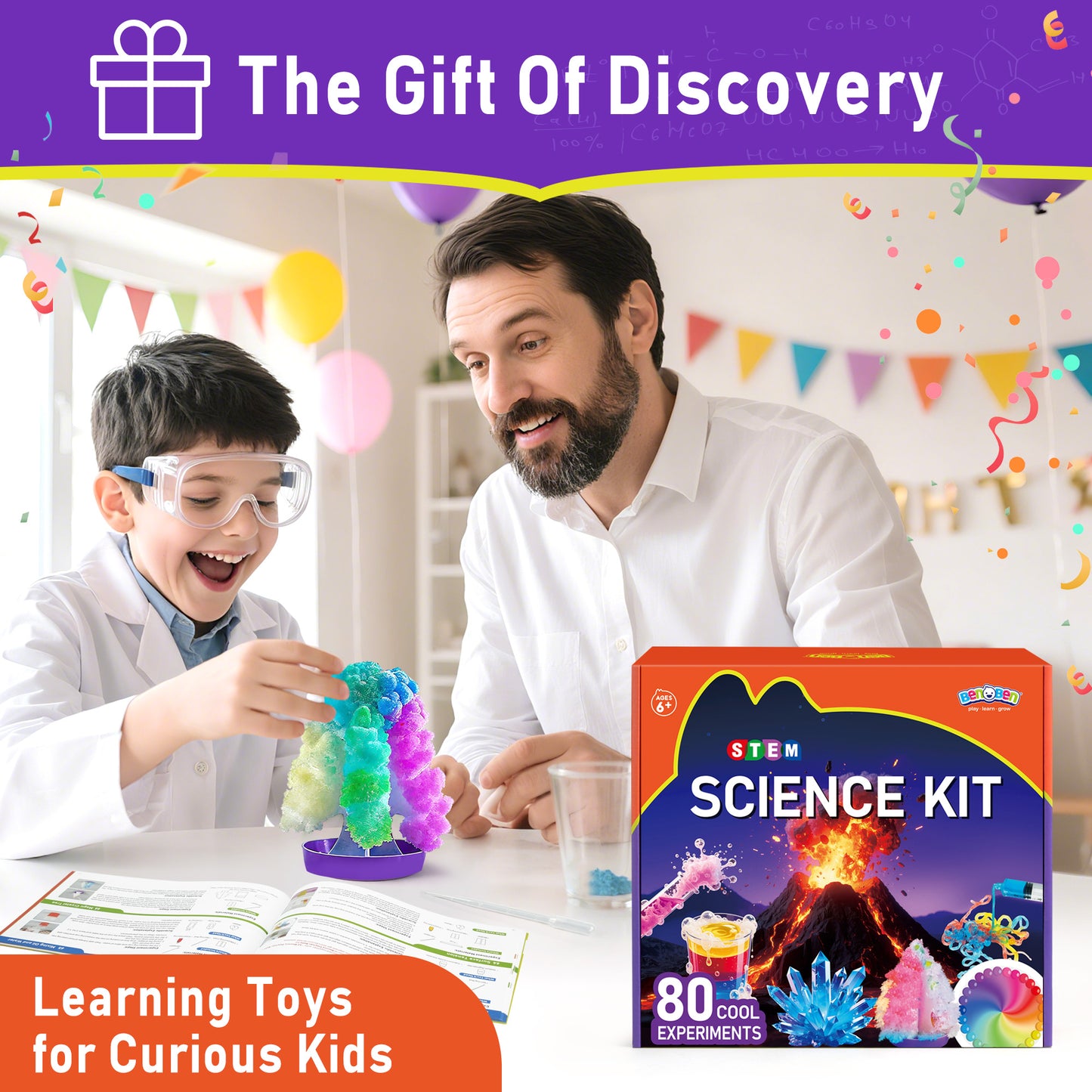 BenBen Science Kit for Kids Ages 8-12, 80 Lab Experiment STEM Toy Birthday Gift for Boys Girls