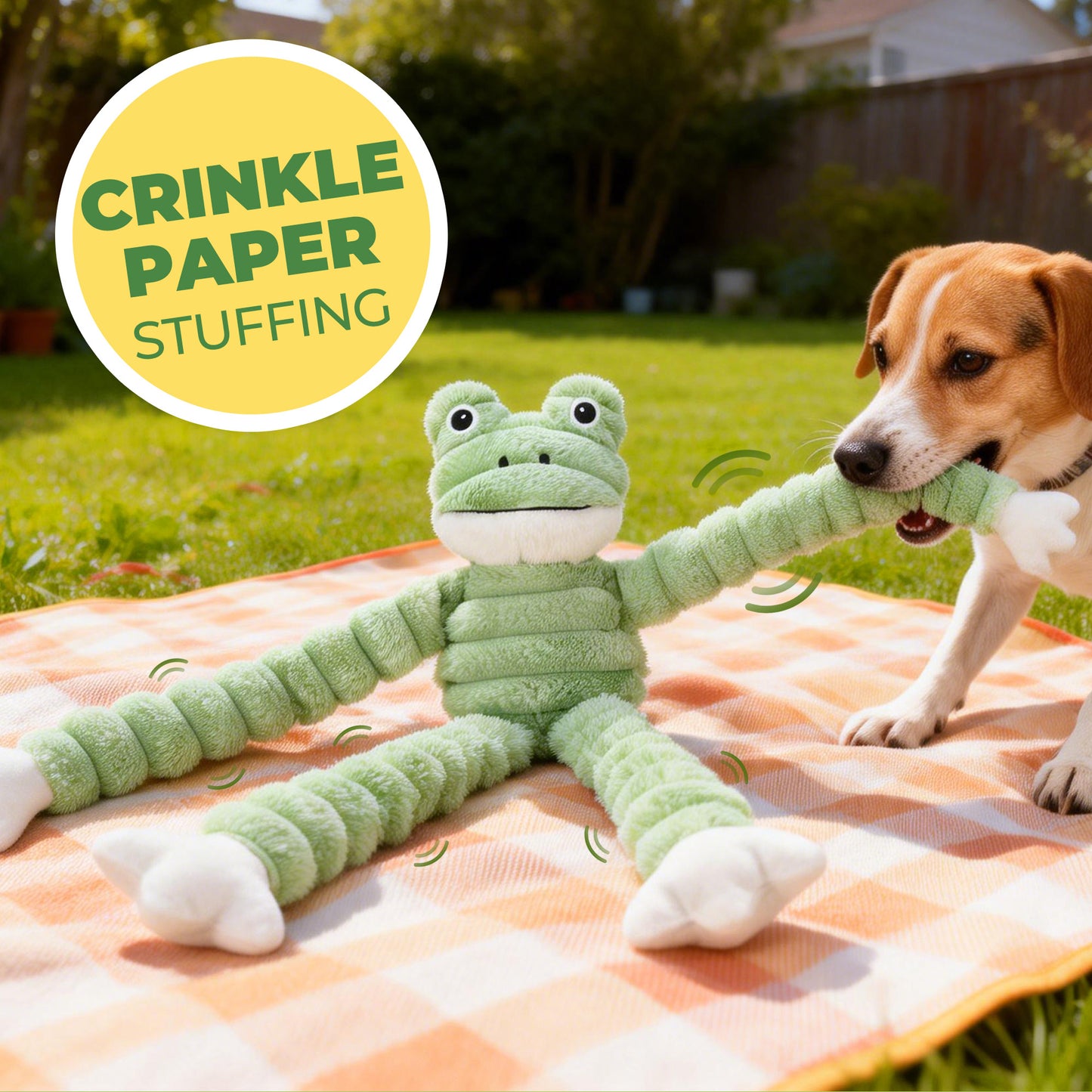 Prime Pets Squeaky Dog Toys for Large Dogs, 27” Plush Frog Dog Toy w/Crinkle Paper, Puppy Chew Toys