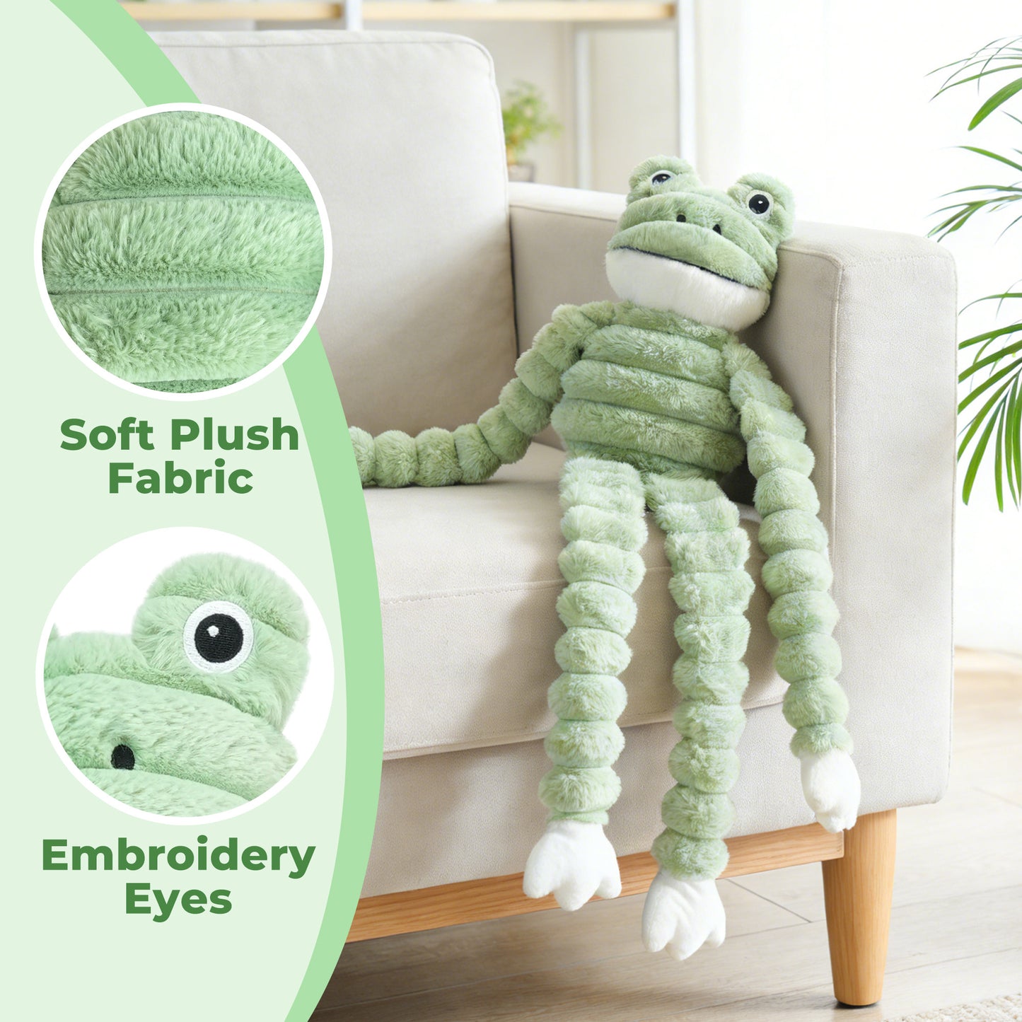 Prime Pets Squeaky Dog Toys for Large Dogs, 27” Plush Frog Dog Toy w/Crinkle Paper, Puppy Chew Toys