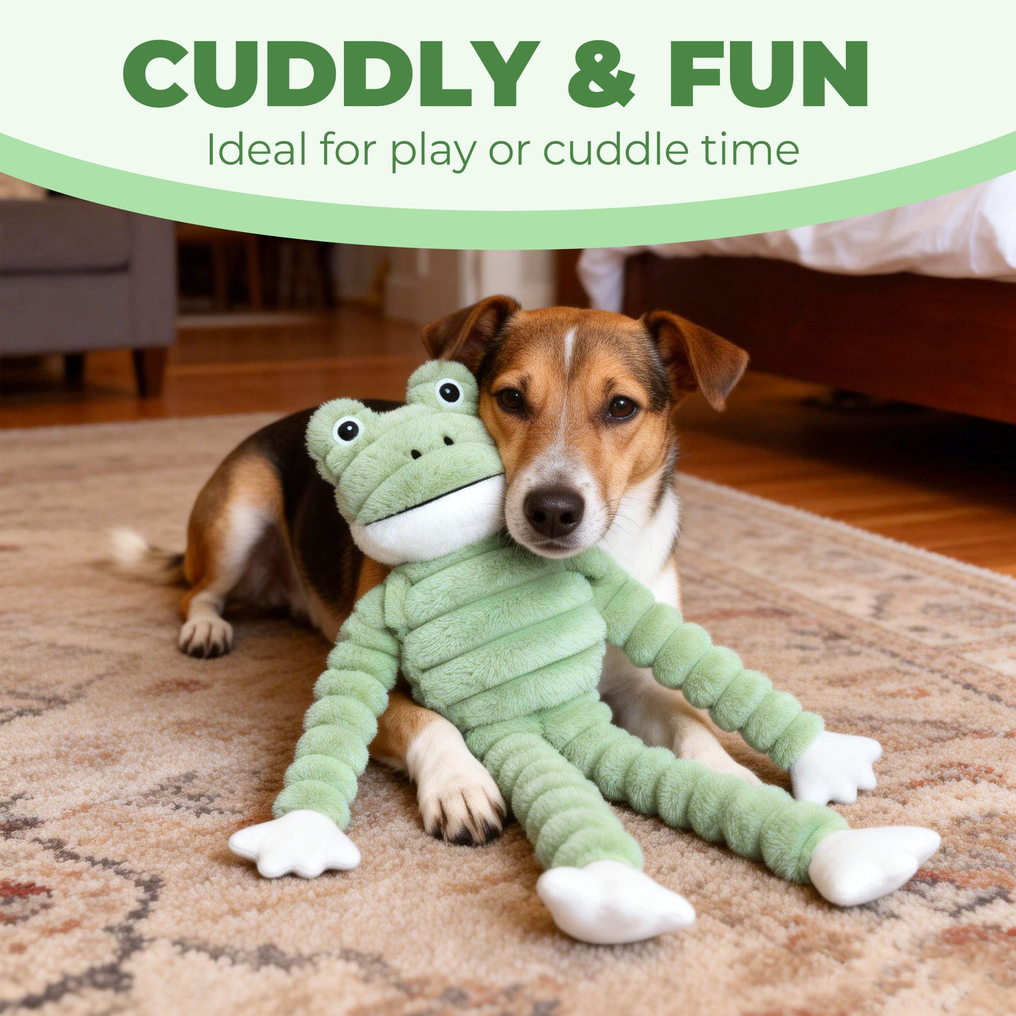 Prime Pets Squeaky Dog Toys for Large Dogs, 27” Plush Frog Dog Toy w/Crinkle Paper, Puppy Chew Toys