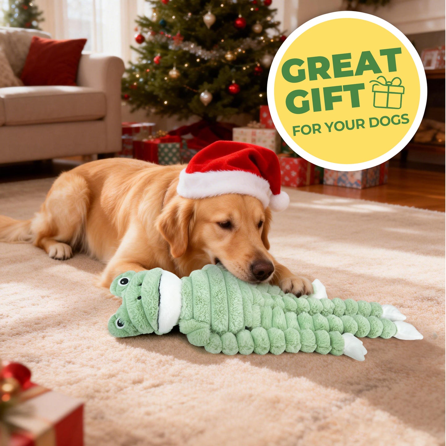 Prime Pets Squeaky Dog Toys for Large Dogs, 27” Plush Frog Dog Toy w/Crinkle Paper, Puppy Chew Toys