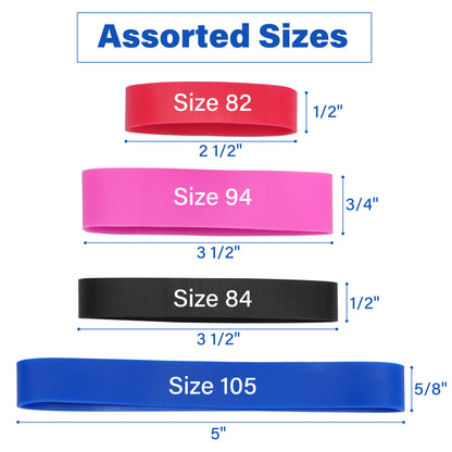 LotFancy Rubber Bands, Heavy Duty Wide Elastic Bands for Office Home Supplies, Size #82,#84,#94,#105