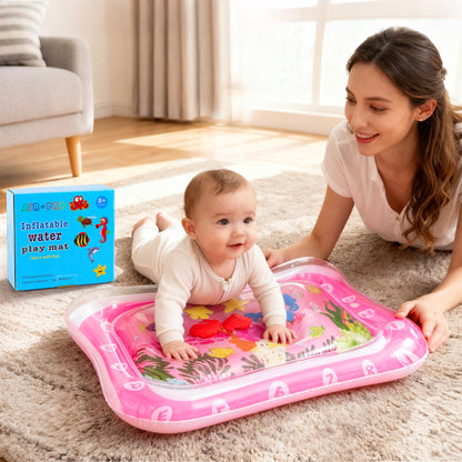 LotFancy Tummy Time Mat, Inflatable Baby Water Play Mat for Infants, Toddler 3 to 12 Months, Pink