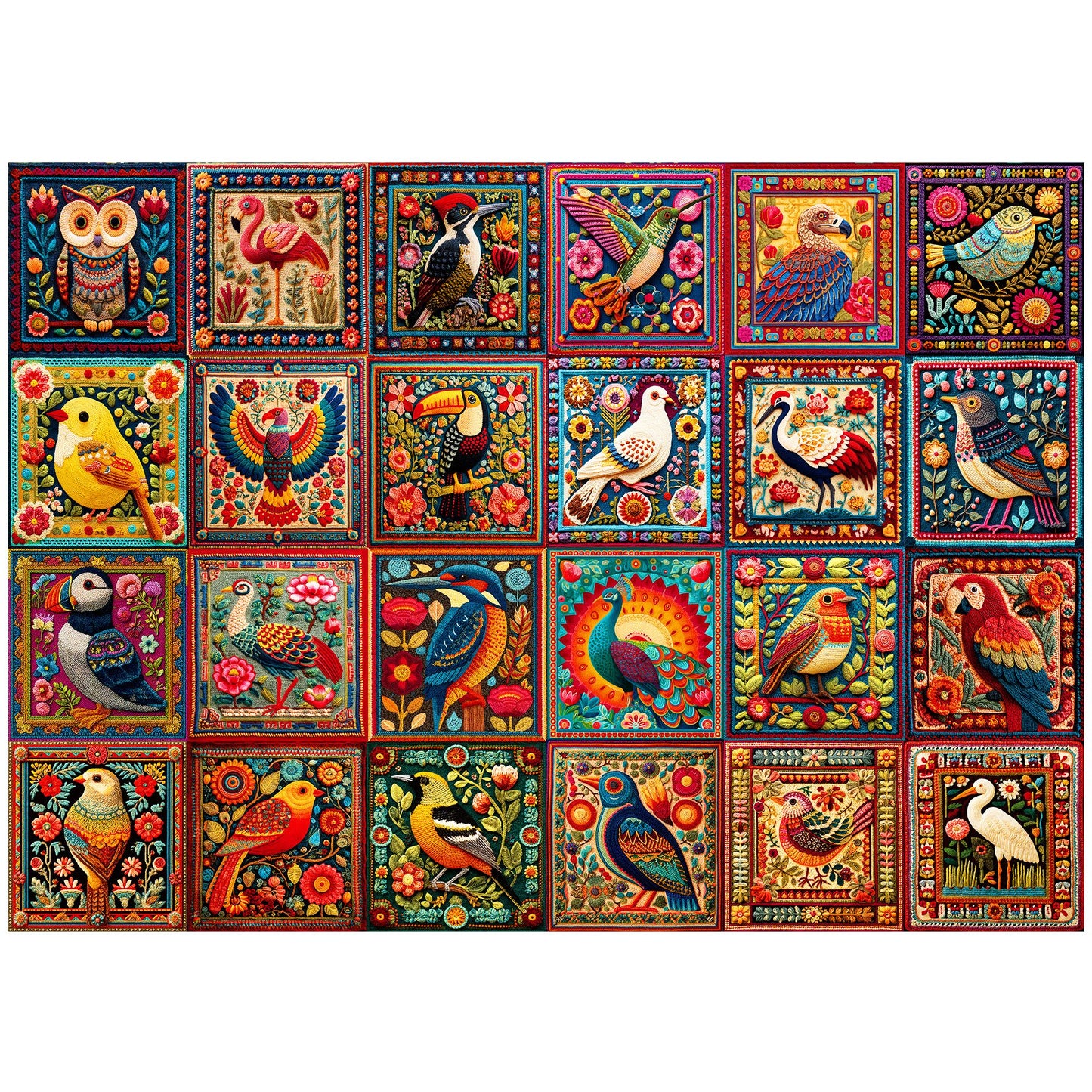 BenBen 1000 Pieces Puzzles For Adults, Cozy Bird Crochet Art,Bird Jigsaw Puzzle with Letters on Back