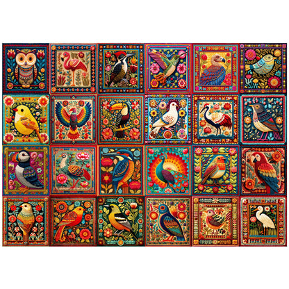 BenBen 1000 Pieces Puzzles For Adults, Cozy Bird Crochet Art,Bird Jigsaw Puzzle with Letters on Back