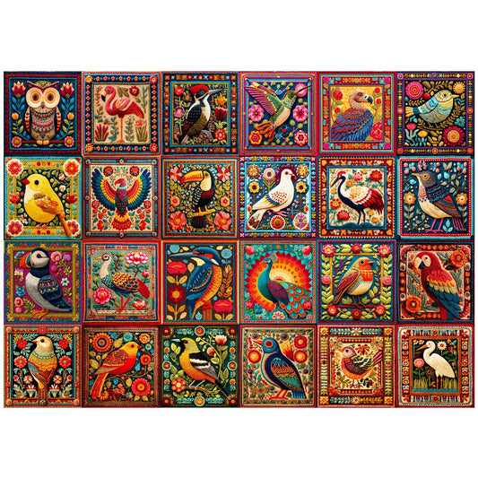BenBen 1000 Pieces Puzzles For Adults, Cozy Bird Crochet Art,Bird Jigsaw Puzzle with Letters on Back