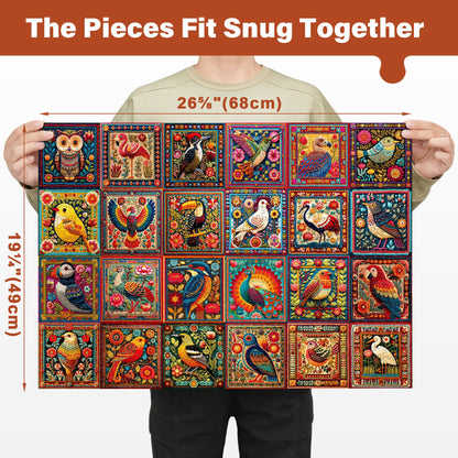 BenBen 1000 Pieces Puzzles For Adults, Cozy Bird Crochet Art,Bird Jigsaw Puzzle with Letters on Back