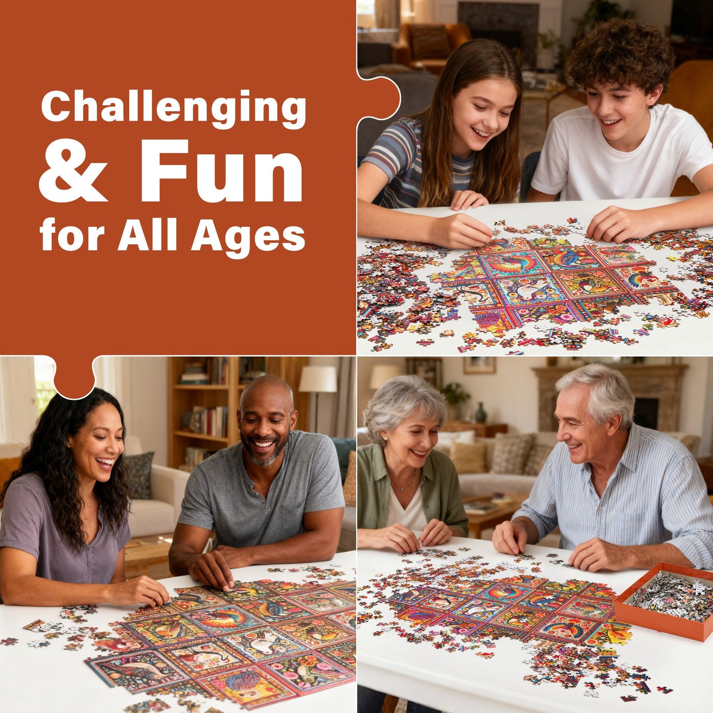BenBen 1000 Pieces Puzzles For Adults, Cozy Bird Crochet Art,Bird Jigsaw Puzzle with Letters on Back