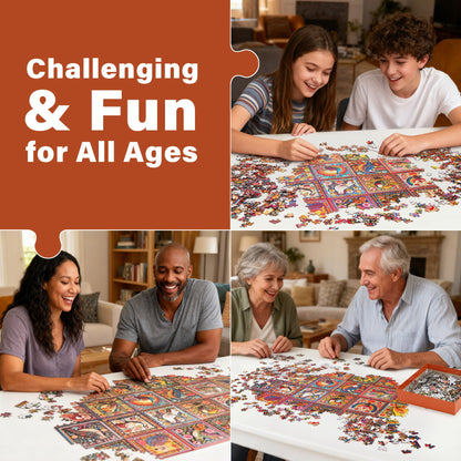 BenBen 1000 Pieces Puzzles For Adults, Cozy Bird Crochet Art,Bird Jigsaw Puzzle with Letters on Back