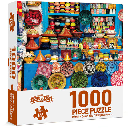 BenBen 1000 Pieces Puzzles For Adults, Vibrant Ceramics Shop, Challenging Artistic Jigsaw Puzzle