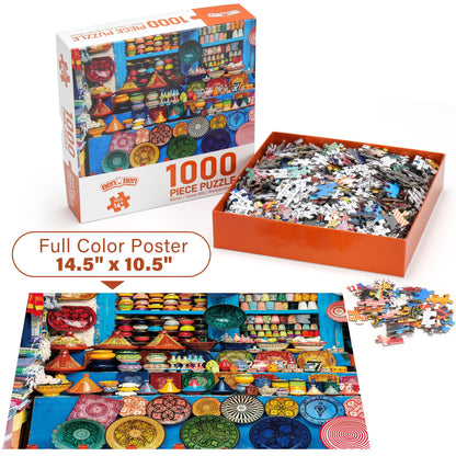 BenBen 1000 Pieces Puzzles For Adults, Vibrant Ceramics Shop, Challenging Artistic Jigsaw Puzzle