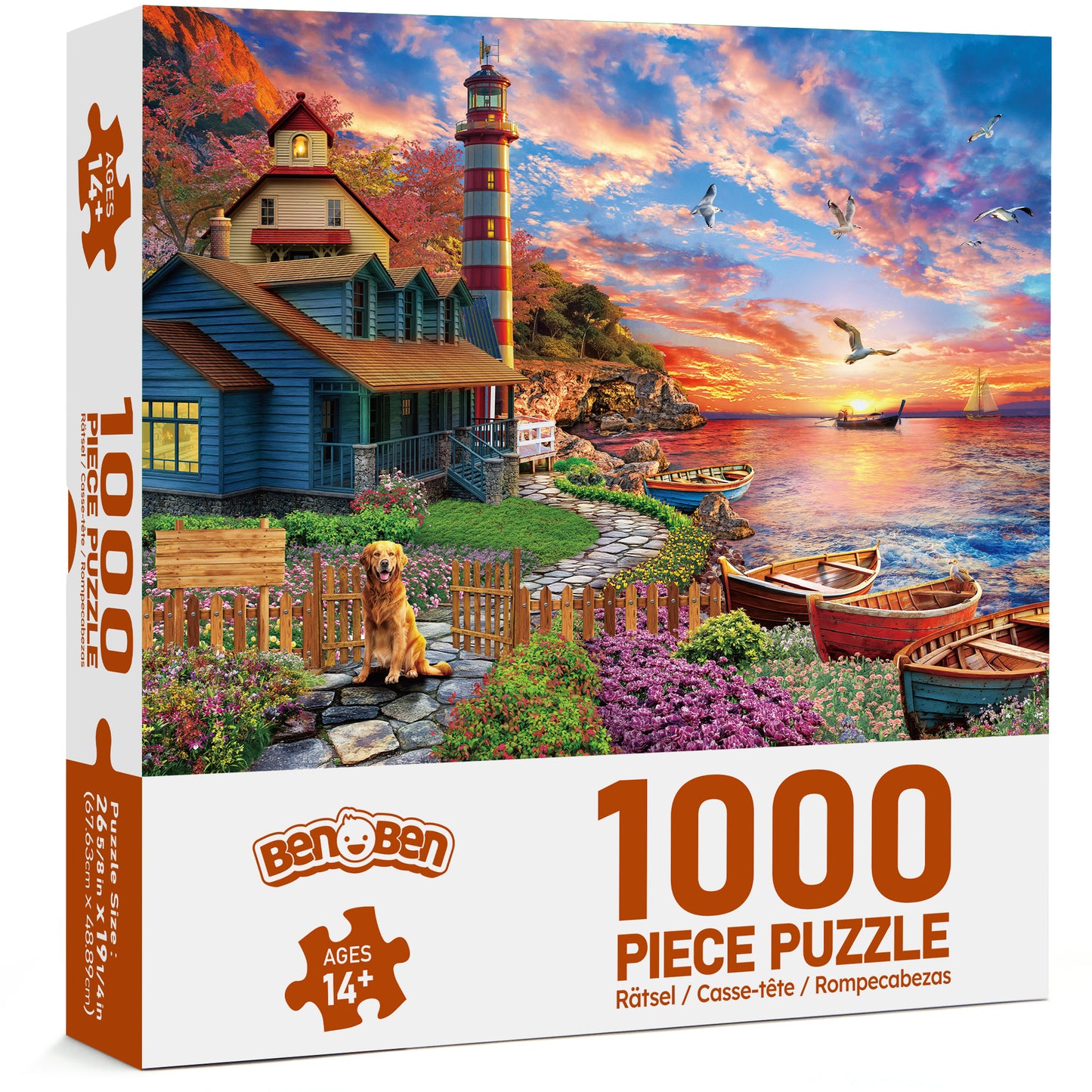 BenBen 1000 Pieces Puzzles For Adults, Scenic Sunset Harbor, Challenging Landscape Jigsaw Puzzle
