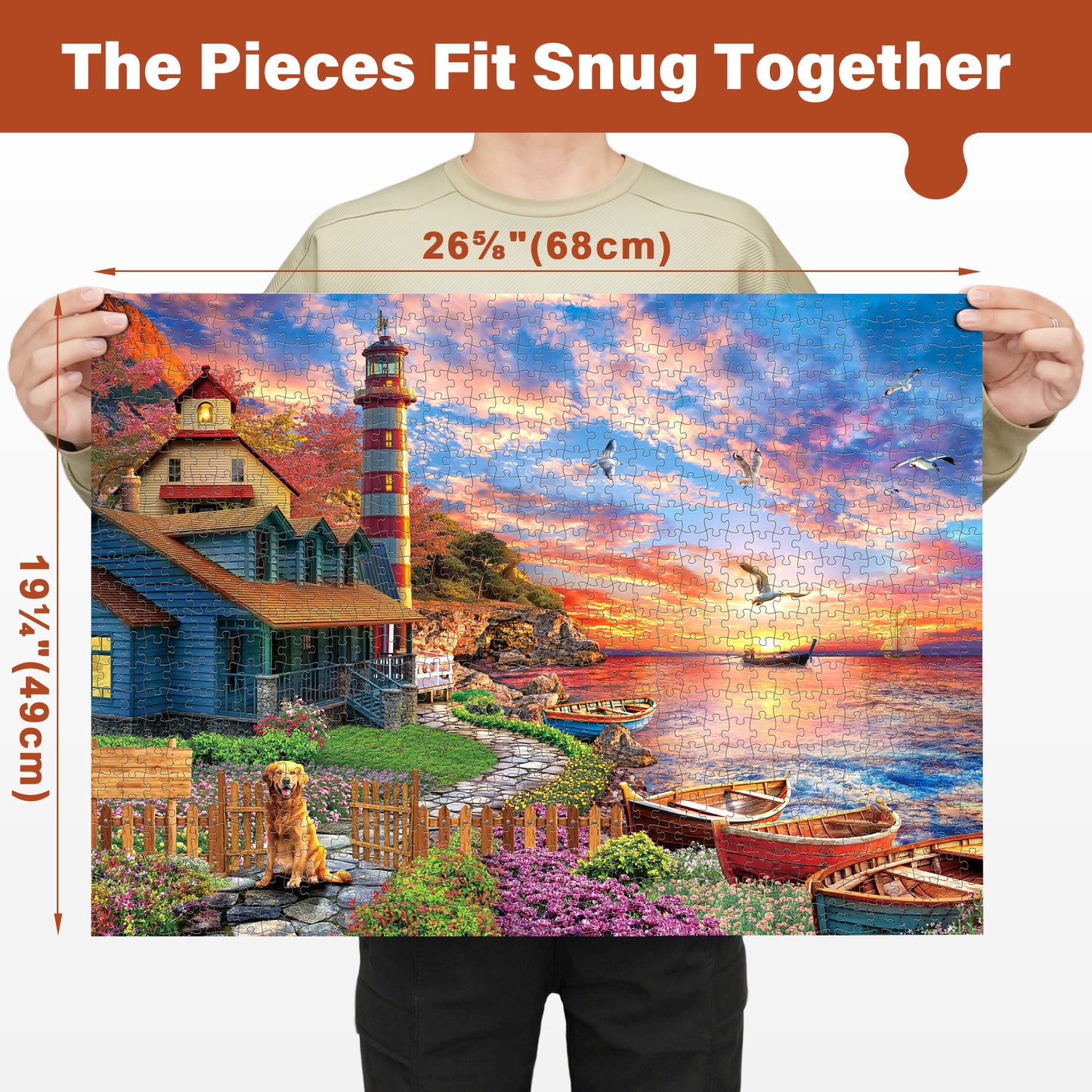 BenBen 1000 Pieces Puzzles For Adults, Scenic Sunset Harbor, Challenging Landscape Jigsaw Puzzle