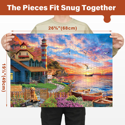 BenBen 1000 Pieces Puzzles For Adults, Scenic Sunset Harbor, Challenging Landscape Jigsaw Puzzle
