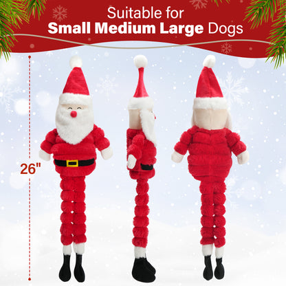 Prime Pets Christmas Dog Toys, 26" Large Plush Squeaky Dog Toys,Stuffed Crinkle Santa Puppy Chew Toy