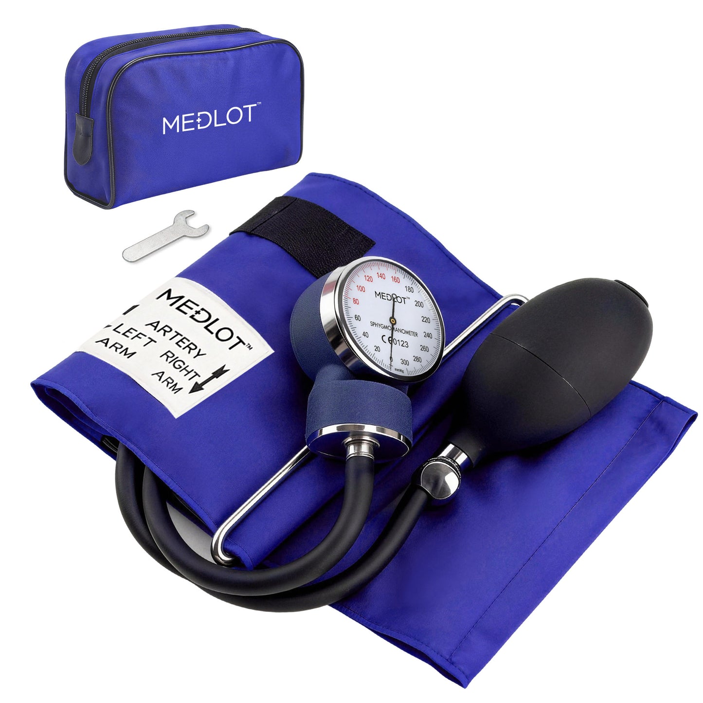 LotFancy Aneroid Sphygmomanometer, Manual Blood Pressure Cuff with D-Ring, BP Cuff 10"-16",Blue