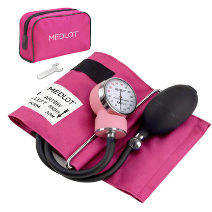 LotFancy Manual Blood Pressure Cuff, Aneroid Sphygmomanometer with D-Ring, BP Cuff 10"-16", Pink