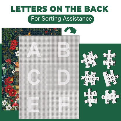BenBen 1000 Pieces Puzzles for Adults, Vintage Books and Wildflower Jigsaw Puzzle Letters on Back
