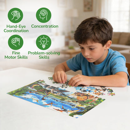 BenBen 100 Piece Puzzles for Kids 4-8, Dinosaur Jigsaw Puzzles for Toddlers 3-5