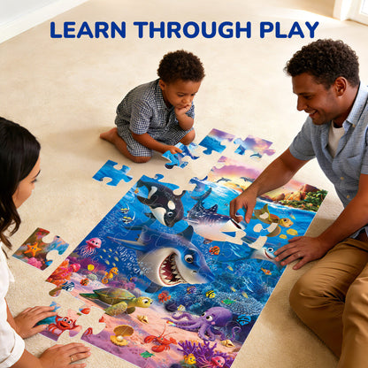 BenBen Floor Puzzles for Kids 3-6, 48 Piece Underwater Ocean Large Jigsaw Puzzles for Toddlers 2-4