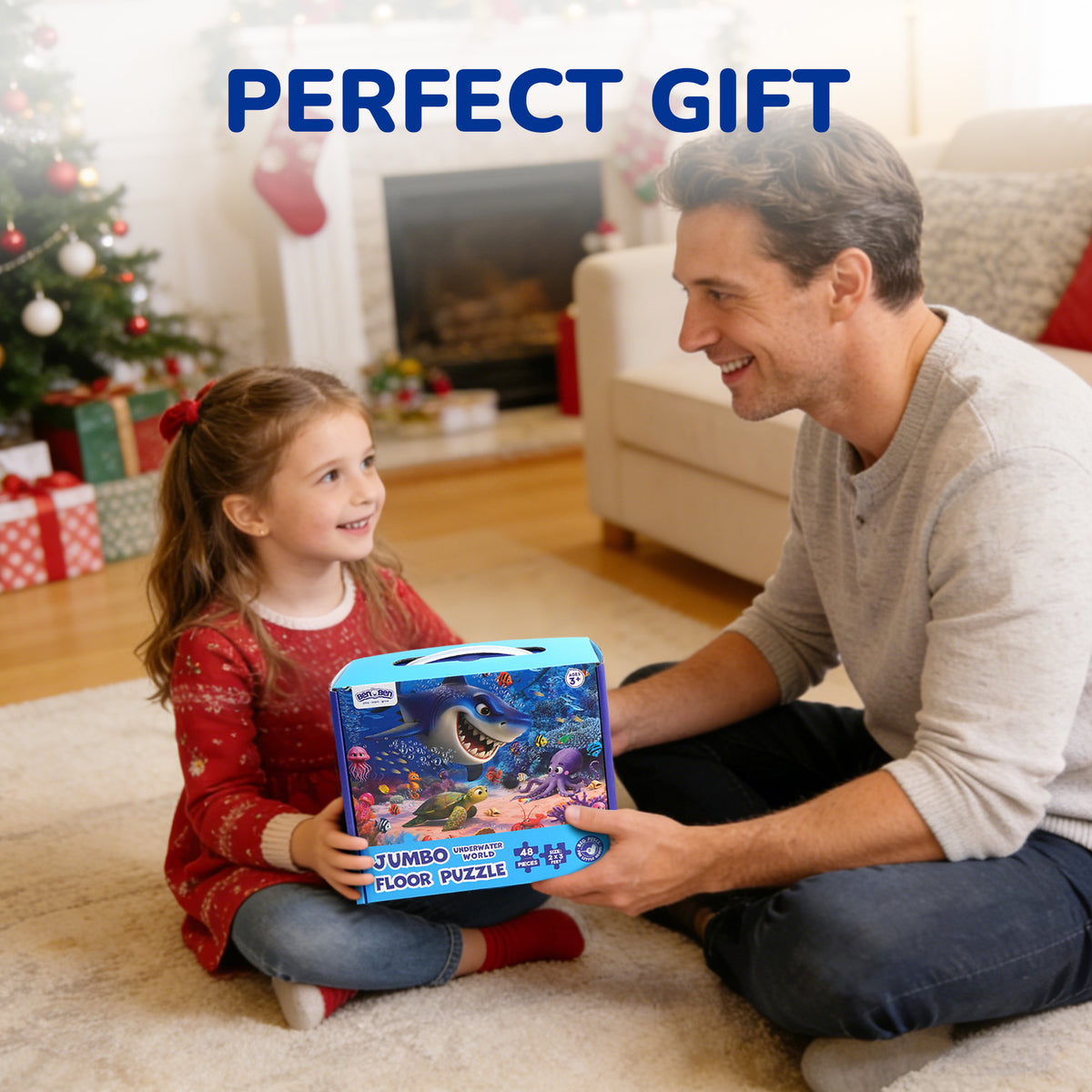 BenBen Floor Puzzles for Kids 3-6, 48 Piece Underwater Ocean Large Jigsaw Puzzles for Toddlers 2-4