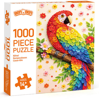 BenBen Puzzles for Adults 1000 Pieces, Parrot Jigsaw Puzzles with Patterns on Back