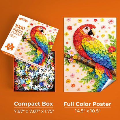 BenBen Puzzles for Adults 1000 Pieces, Parrot Jigsaw Puzzles with Patterns on Back
