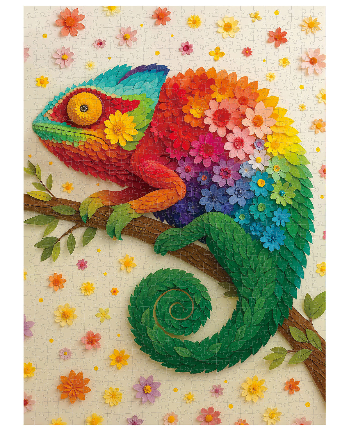 BenBen Puzzles for Adults 1000 Pieces, Floral Chameleon Jigsaw Puzzles, 26.7x18.9 in