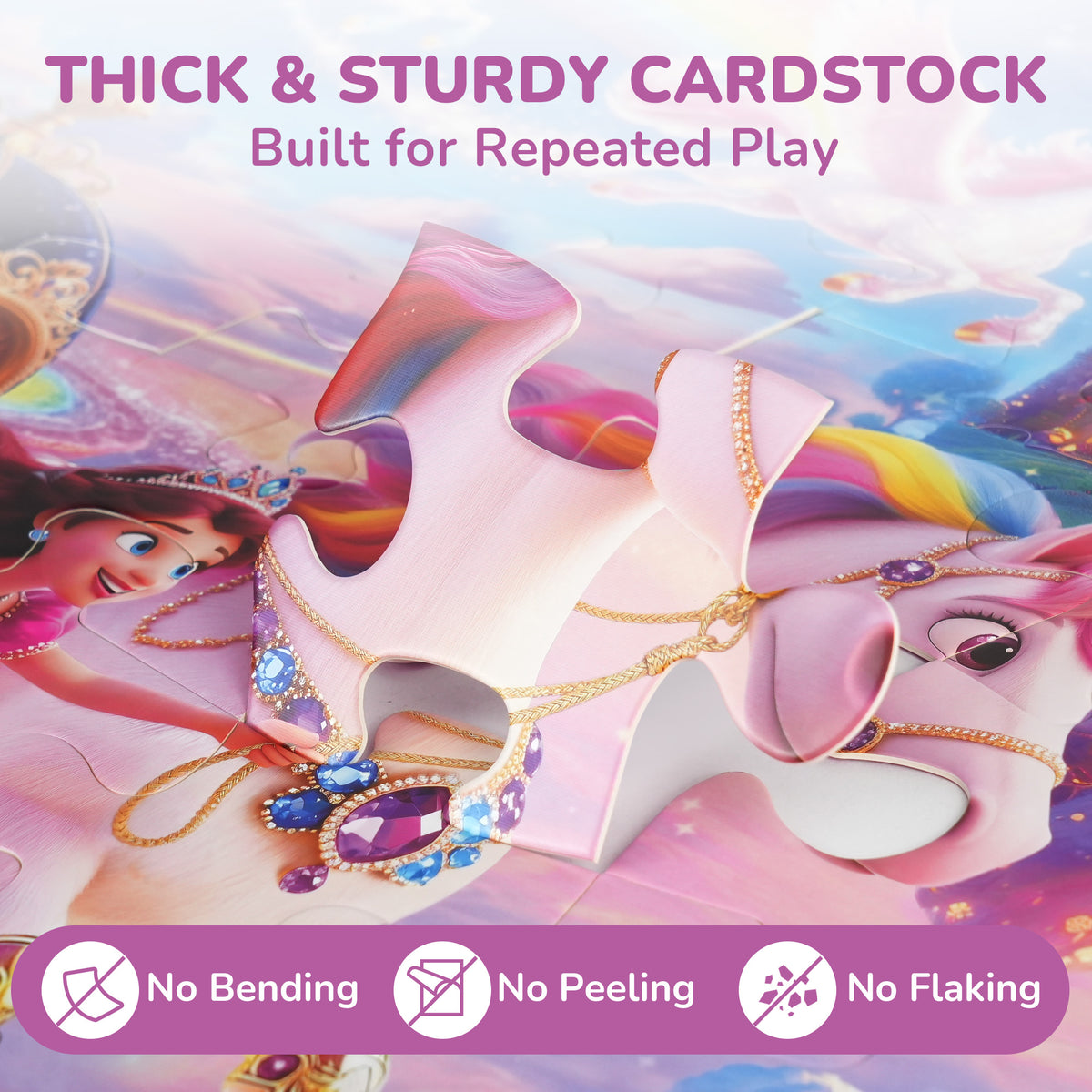 BenBen Floor Puzzles for Kids Ages 3-6, 48 Piece Unicorn Large Jigsaw Puzzles for Toddlers 2-4