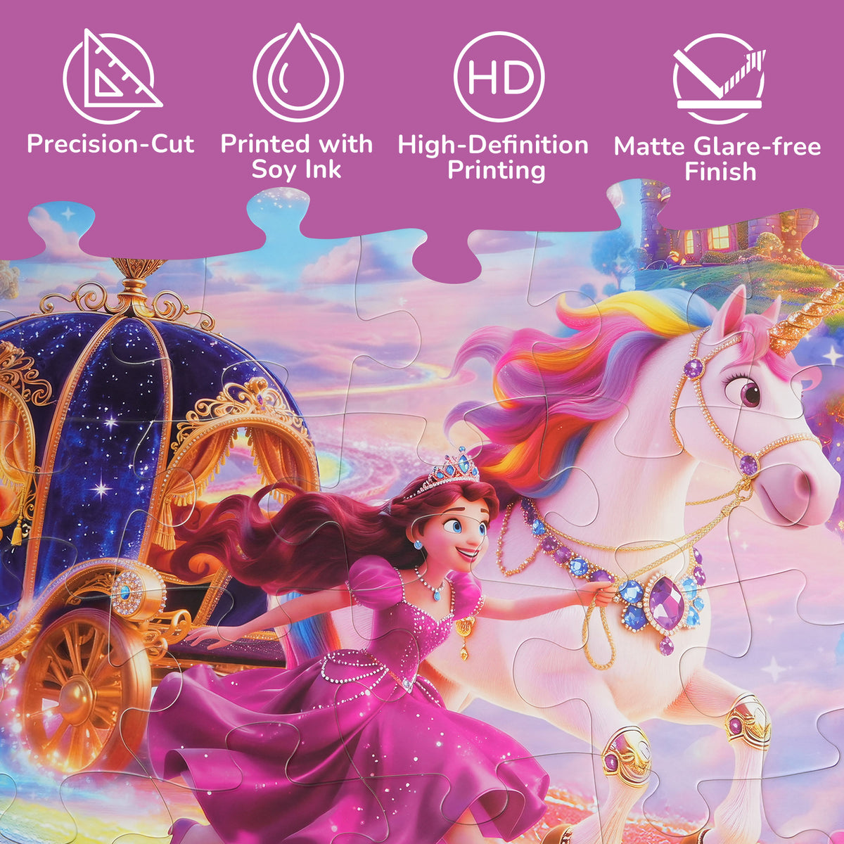 BenBen Floor Puzzles for Kids Ages 3-6, 48 Piece Unicorn Large Jigsaw Puzzles for Toddlers 2-4