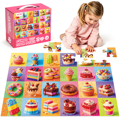 BenBen Floor Puzzles for Kids 3-6, Dessert Party, 48 Piece Large Jigsaw Puzzles for Toddlers 2-4