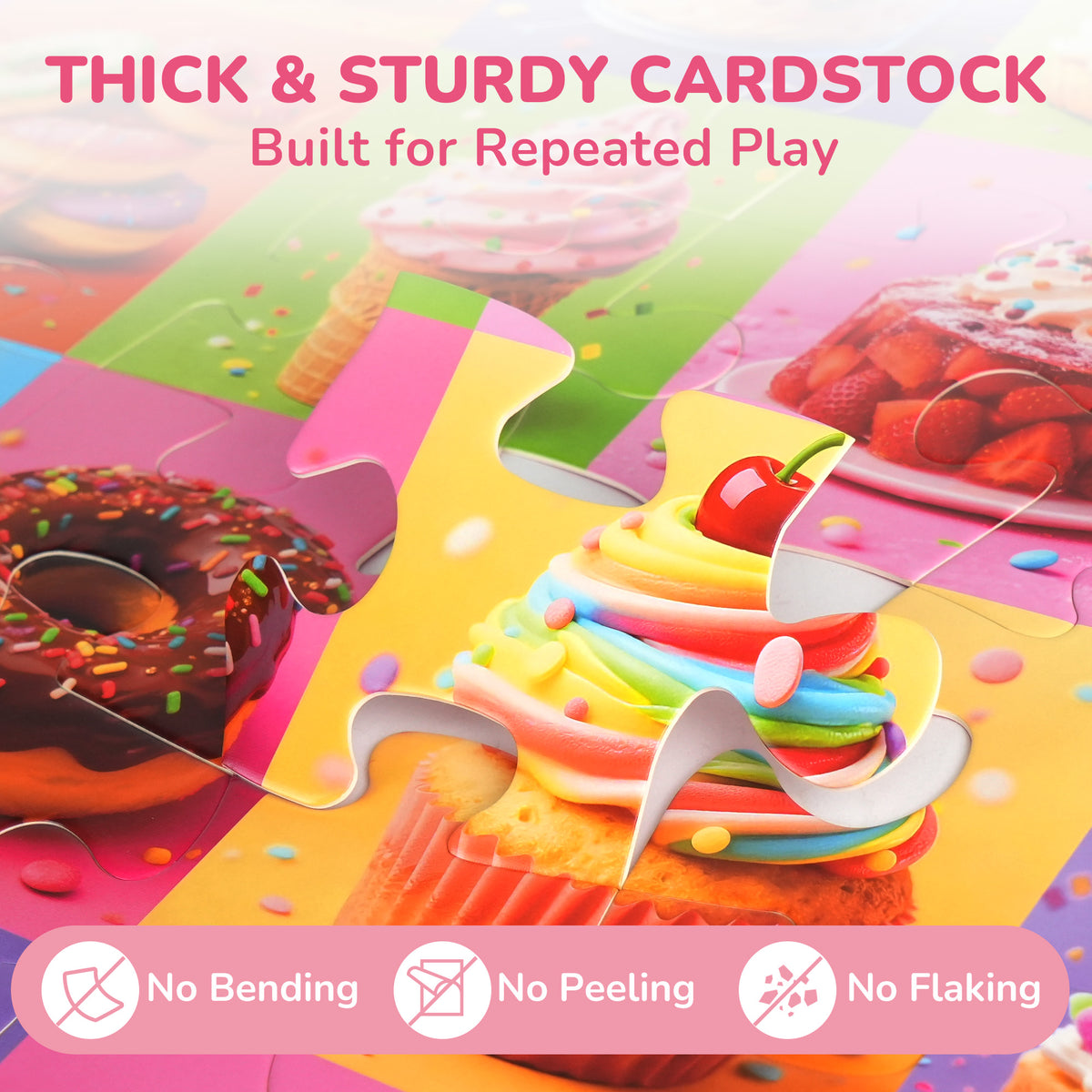 BenBen Floor Puzzles for Kids 3-6, Dessert Party, 48 Piece Large Jigsaw Puzzles for Toddlers 2-4