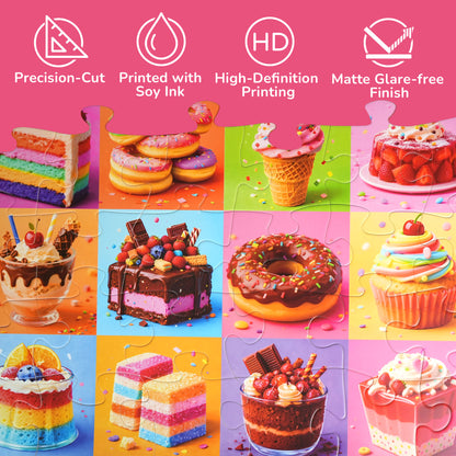 BenBen Floor Puzzles for Kids 3-6, Dessert Party, 48 Piece Large Jigsaw Puzzles for Toddlers 2-4