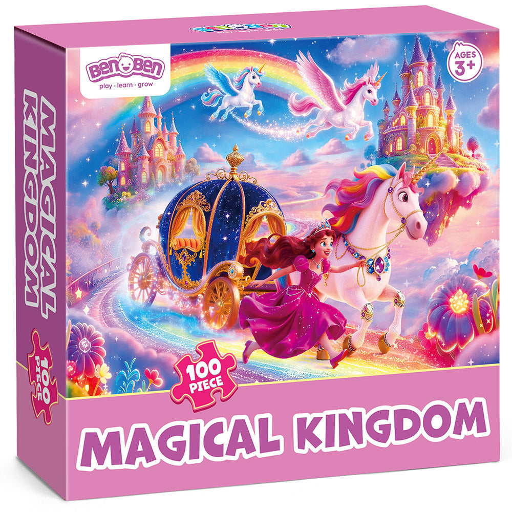 BenBen 100 Piece Jigsaw Puzzles for Kids 4-8, Princess and Unicorn Puzzle Toys for Girls, Boys