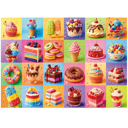 BenBen 100 Piece Puzzles for Kids 4-8, Rainbow Dessert Party, Jigsaw Puzzles for 5-7 year old