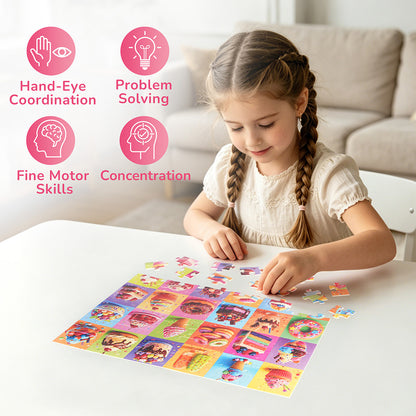 BenBen 100 Piece Puzzles for Kids 4-8, Rainbow Dessert Party, Jigsaw Puzzles for 5-7 year old