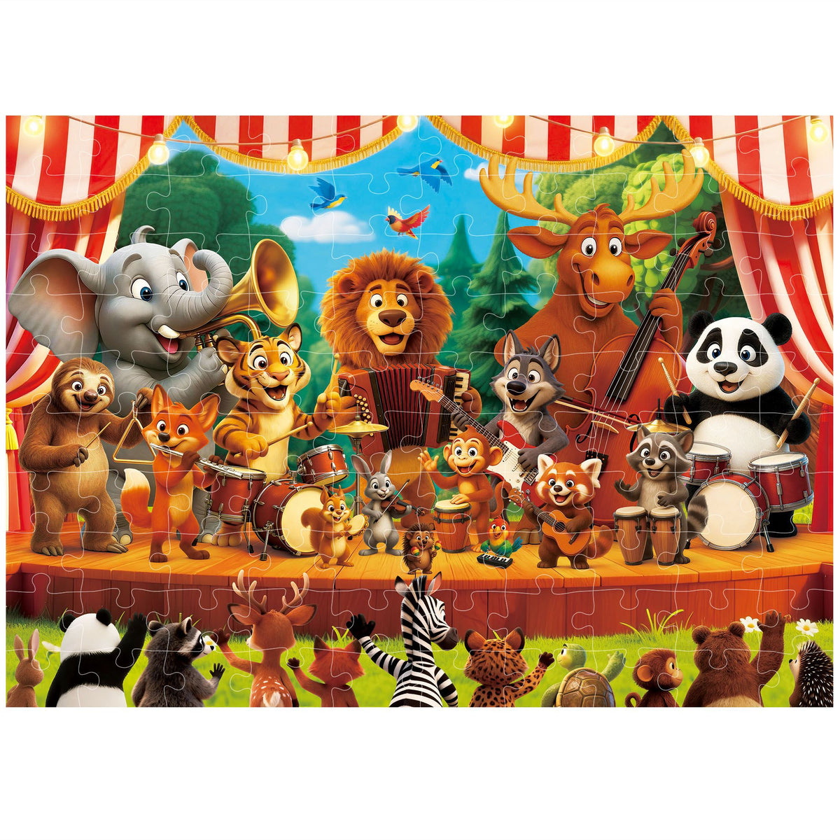 BenBen 100 Piece Puzzles for Kids 4-8, Forest Music Festival, Jigsaw Puzzles for 5-7 years old