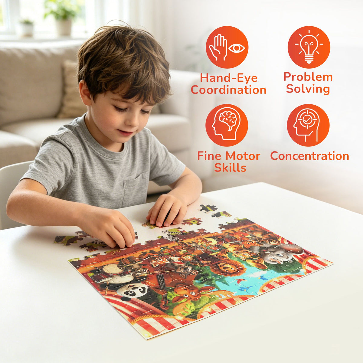 BenBen 100 Piece Puzzles for Kids 4-8, Forest Music Festival, Jigsaw Puzzles for 5-7 years old
