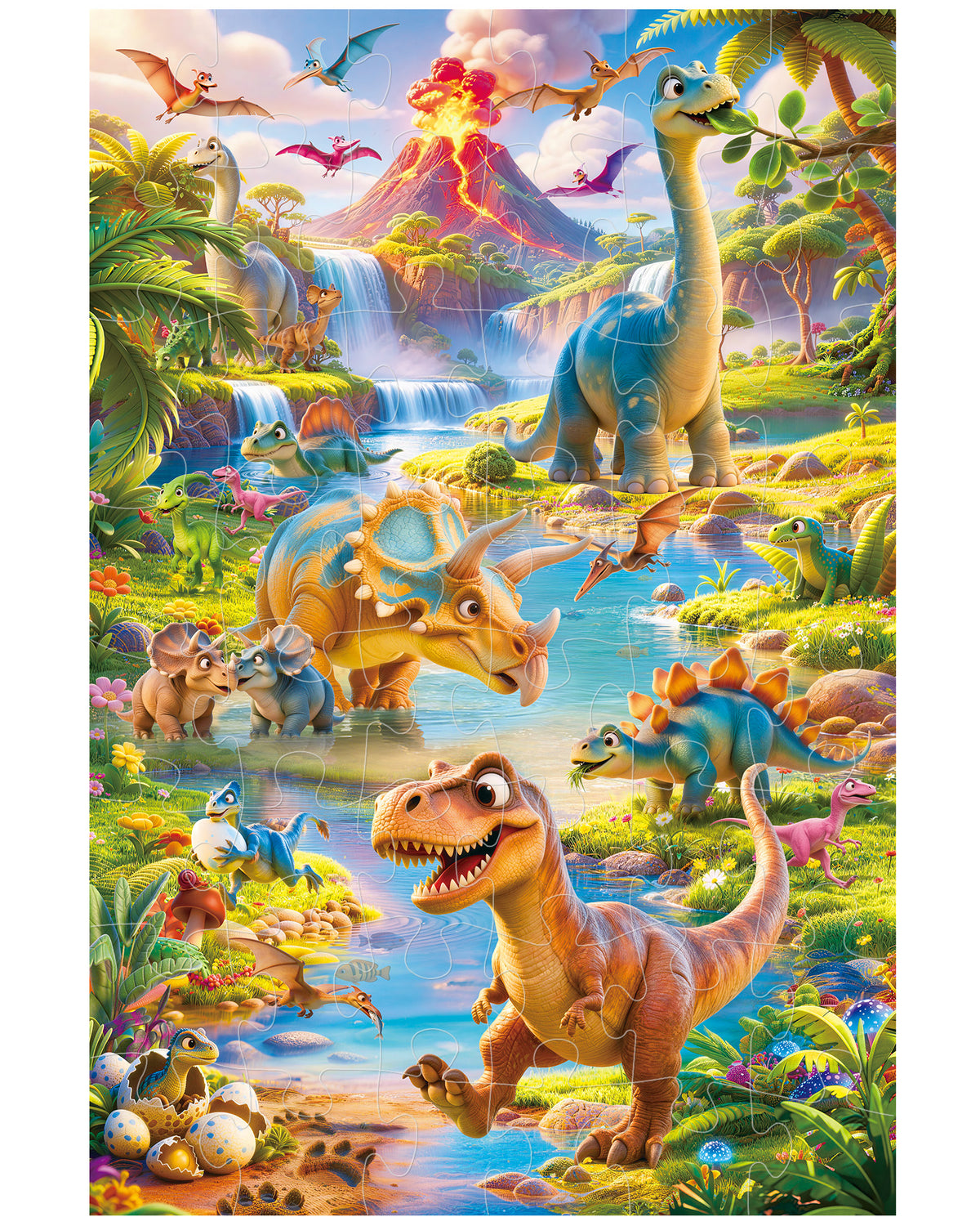 BenBen Floor Puzzles for Kids Ages 3-6, Dinosaur 48 Piece Large Jigsaw Puzzles for Girls Boys