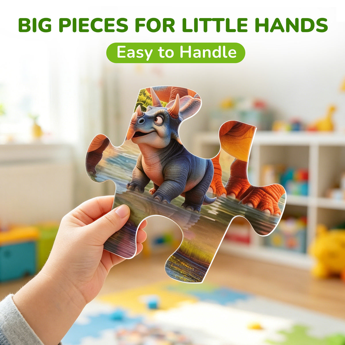 BenBen Floor Puzzles for Kids Ages 3-6, Dinosaur 48 Piece Large Jigsaw Puzzles for Girls Boys