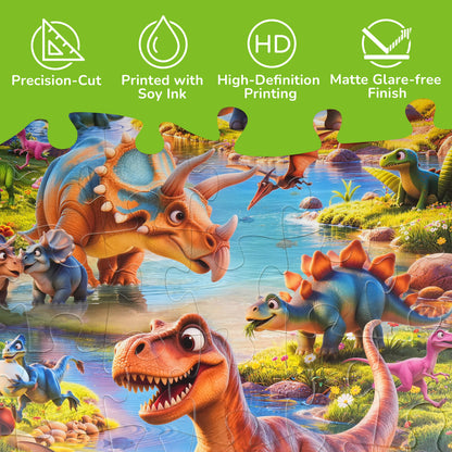 BenBen Floor Puzzles for Kids Ages 3-6, Dinosaur 48 Piece Large Jigsaw Puzzles for Girls Boys