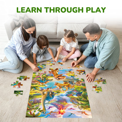 BenBen Floor Puzzles for Kids Ages 3-6, Dinosaur 48 Piece Large Jigsaw Puzzles for Girls Boys