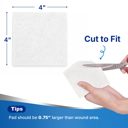 MEDLOT Silver Calcium Alginate Wound Dressing, 4" x 4", 5 Pack, Non-Stick Pads Sterile, Highly Absorbent Dressing with Antibacterial Ag Ions, for Exuding Wounds, Pressure Ulcers, Post-Surgery Care, White Gray