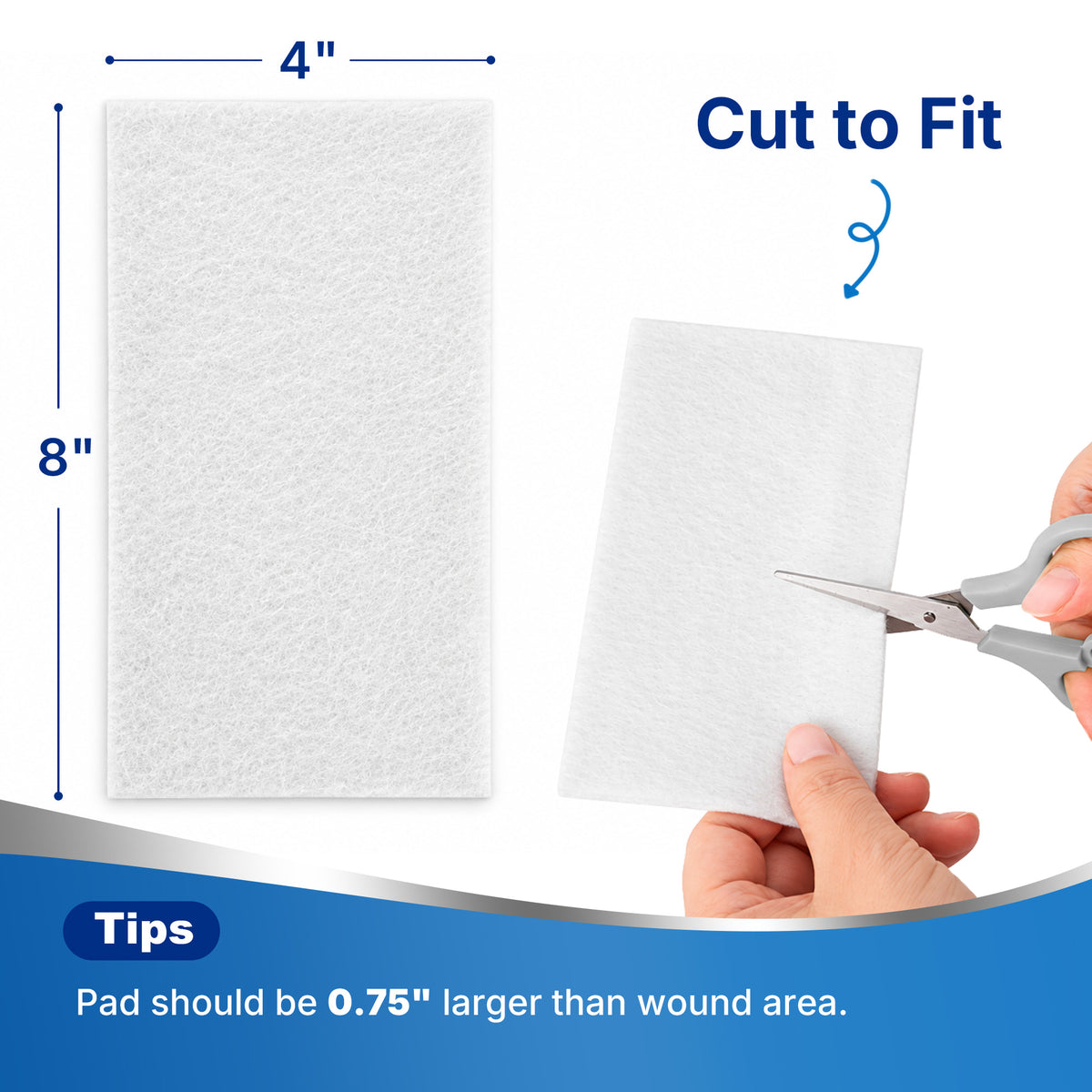 MEDLOT Silver Calcium Alginate Wound Dressing, 4" x 8", 5 Pack, Non-Adherent Pads Sterile, Highly Absorbent, Non-Stick Pads for Moderate to Heavy Exuding Wounds, Diabetic Pressure Ulcers, Post-Surgery Care, White Gray